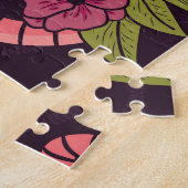 ジャングルヘビ、熱帯花、ヴィンテージ柄。 ジグソーパズル (側面)