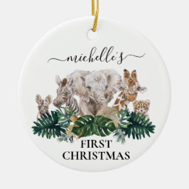 ジャングルベイビーズサファリ アフリカベイビー クリスマス ファースト セラミックオーナメント