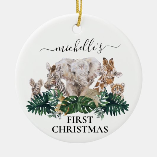 ジャングルベイビーズサファリ アフリカベイビー クリスマス ファースト セラミックオーナメント (正面)