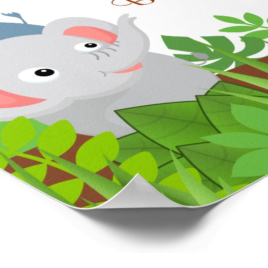 ジャングルベビーおもしろいビーアニマル赤ちゃんシャワーポスター ポスター (角)