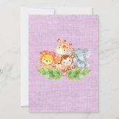 ジャングルベビーアニマルズガールズベビーシャワー招待状 招待状 (裏面)