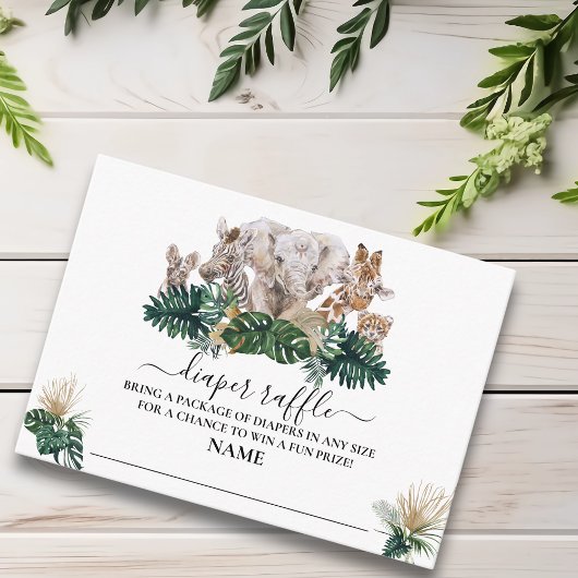 ジャングルベビーサファリアフリカおむつラッフル エンクロージャーカード