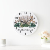 ジャングルベビーサファリアフリカゾウパーソナライズされた ラージ壁時計 (ホーム)