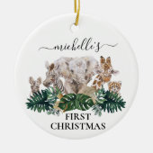 ジャングルベビーサファリアフリカベビークリスマス1st セラミックオーナメント (正面)