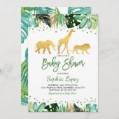 ジャングルベビーシャワー招待状熱帯赤ちゃんシャワー 招待状 (正面/裏面)