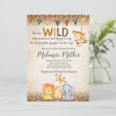 ジャングルベビーシャワー招待状、ボーイエレファントベビー 招待状 (スタンド正面)