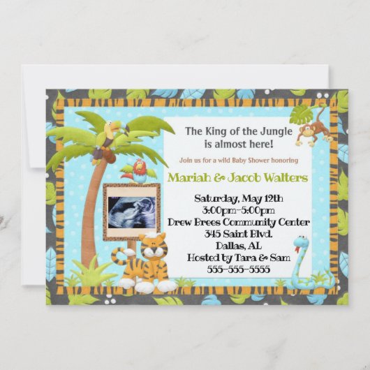 ジャングルベビーシャワー招待状 招待状 (正面)