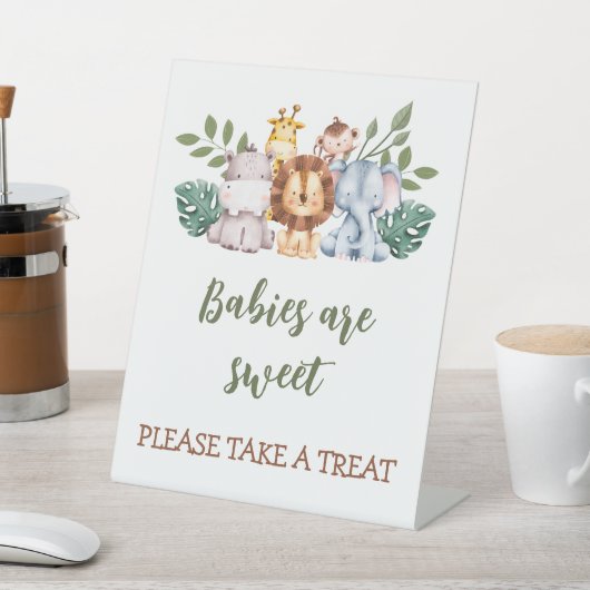 ジャングルベビーゾウ赤ちゃんシャワーの好意サイン 台座サイン (インサイチュ)