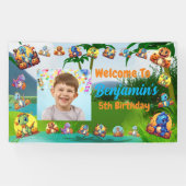ジャングルベビーディノ子供の誕生日パーティー 横断幕 (横)