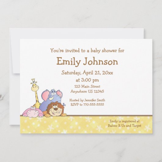 ジャングルベビーデザイン 招待状 (正面)