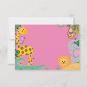 ジャングルベビーベビーガールシャワー招待状 案内状 (裏面)