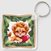 ジャングルベビーライオンと赤いハート キーホルダー (裏面)