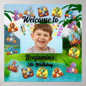 ジャングルベビー恐竜テーマ子供の誕生日パーティー ポスター (正面)