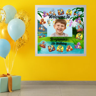 ジャングルベビー恐竜テーマ子供の誕生日パーティー ポスター