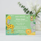 ジャングルベビー男の赤ちゃんまたはガールシャワー招待状 案内状 (スタンド正面)