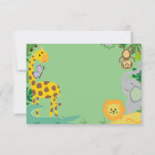 ジャングルベビー男の赤ちゃんまたはガールシャワー招待状 案内状 (裏面)