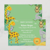 ジャングルベビー男の赤ちゃんまたはガールシャワー招待状 案内状 (正面/裏面)