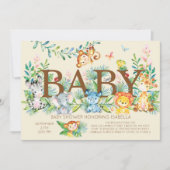 ジャングルベビー男女兼用シャワー招待状 招待状 (正面)