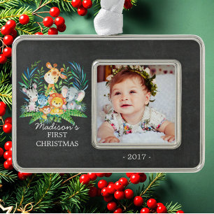 ジャングルベビー第1回クリスマスフォトオーナメント シルバープレートフレームオーナメント