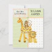 ジャングルベビー、少年ベビー誕生のお知らせ3 招待状 (裏面)