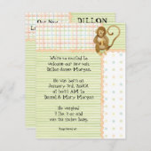 ジャングルベビー、少年ベビー誕生のお知らせ3 招待状 (正面/裏面)