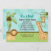 ジャングルベビー-少年誕生の発表 招待状 (正面/裏面)