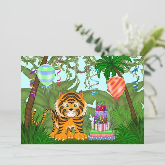 ジャングルベンガルタイガー誕生日パーティーへの招待 招待状 (スタンド正面)