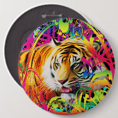 ジャングルボタンに虎 缶バッジ (正面&裏面)