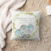 ジャングルボーイゾウベビー誕生統計ピロー クッション (ブランケット)