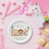 ジャングルボーイ赤ちゃんシャワーかわいいサファリアニマルウッド ペーパープレート (パーティー)