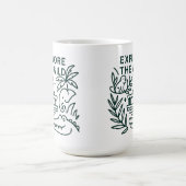 ジャングルボートクルーズ、テーマパーク、ミニマルデザイン コーヒーマグカップ (中央)