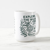 ジャングルボートクルーズ、テーマパーク、ミニマルデザイン コーヒーマグカップ (正面右)