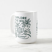 ジャングルボートクルーズ、テーマパーク、ミニマルデザイン コーヒーマグカップ (正面左)