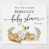 ジャングルポップ・アートののサファリ彼女が赤ちゃんシャワーをポップする スパークリングワインラベル (シングルラベル)