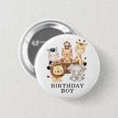 ジャングルモダンサファリの動物が野生のワン誕生日 缶バッジ (正面&裏面)