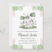 ジャングルモダン象ベビーシャワー招待状 招待状 (正面)