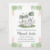 ジャングルモダン象ベビーシャワー招待状 招待状 (正面/裏面)