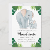 ジャングルモダン象ベビーシャワー招待状 招待状 (正面)