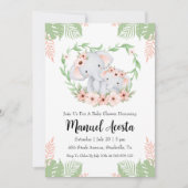 ジャングルモダン象ベビーシャワー招待状 招待状 (正面)