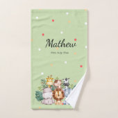 ジャングルモノグラムののサファリの動物lグリーン バスタオルセット (ハンドタオル)