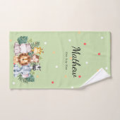 ジャングルモノグラムののサファリの動物lグリーン バスタオルセット (ハンドタオル)