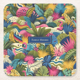 ジャングルモリスモダンアート スクエアペーパーコースター