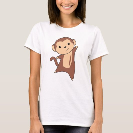 ジャングルモンキーのサルの甘いおもしろい動物 Tシャツ (正面)