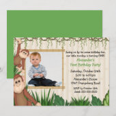 ジャングルモンキーの写真を使った誕生日パーティーの招待状 招待状 (正面/裏面)