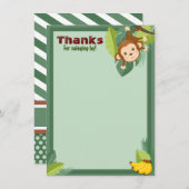 ジャングルモンキーアニマルボーイ誕生日シャワー サンキューカード (正面/裏面)