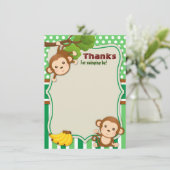 ジャングルモンキーアニマル誕生日シャワー サンキューカード (スタンド正面)
