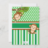 ジャングルモンキーアニマル誕生日シャワー サンキューカード (裏面)