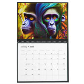 ジャングルモンキーアートイラストレーションカレンダー カレンダー (1月 2023)