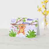 ジャングルモンキーキッド誕生日カード カード (黄色い花)