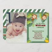 ジャングルモンキーサファリアニマルボーイ誕生日写真 招待状 (正面/裏面)